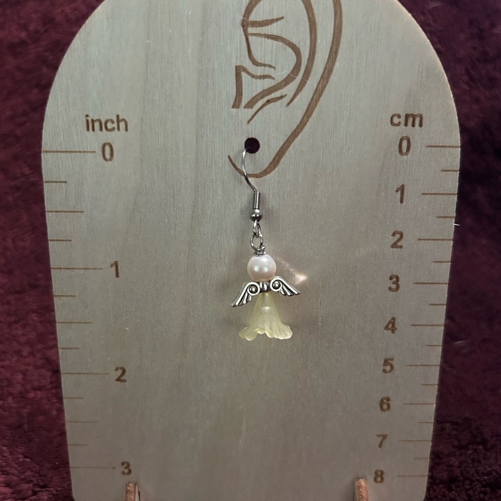 Silver and Cream Angel Earrings